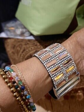 MASSIVE BLINGED OUT PLUS SIZE MAGNETIC BAGUETTE CRYSTAL BRACELET